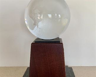 Item 50:  World Ball on Wood and Marble Stand (one side has a personalized brass plate): $65
