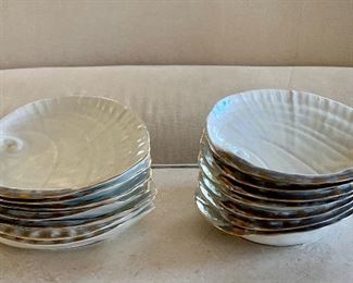 Item 65:  Gorgeous set of Oyster Dishes (14), unmarked - 9.5" x 8": $135