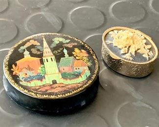 Item 101:  Russian lidded box and vintage pill box: $16