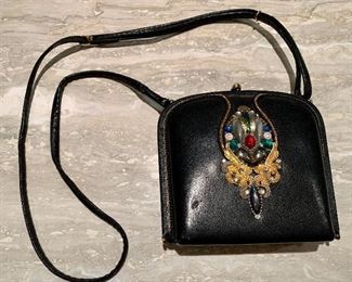 Item 165:  Coccinelle Black Leather and Bejeweled Crossbody: $45