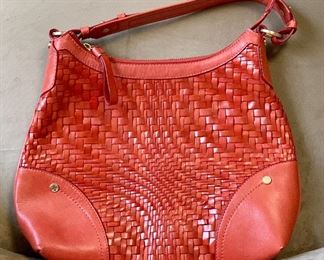 Item 189:  Stunning Orange Leather Shoulder Bag: $45