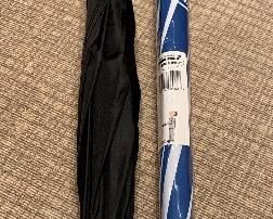 Item 203:  Black Totes Umbrella and Blue and White Umbrella: $22
