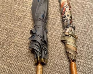 Item 204:  Two great umbrellas - grey and multi-color: $28