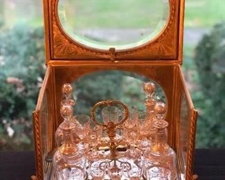 Antique French Crystal Tantalus Set