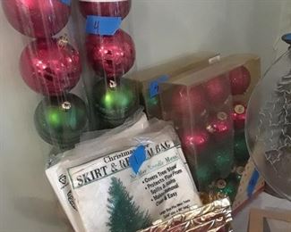 Christmas ornaments, skirts, bags