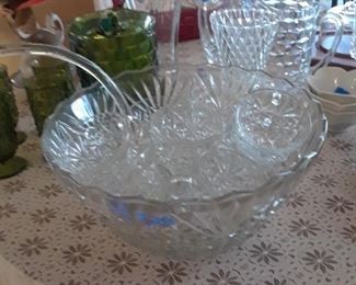 Punch bowl with cups and dipper