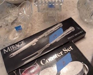 Coasters and carving set, new in box, great gifts