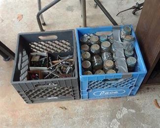 Jars of nuts, nolts, screws, nails