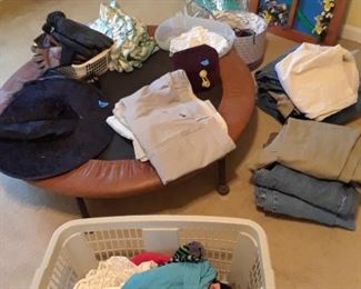 Socks, jeans, t shirts, gloves, trampoline