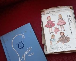 Doll clothes patterns; Rich's hosiery box