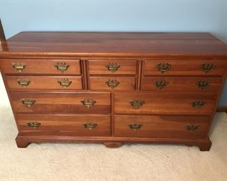 Maple bedroom set:  King size bed, dresser & tall chest.