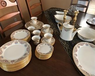 Lenox Versailles-LARGE set.   Additional cups (7) still packed.  Gold plated candle sticks