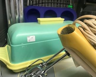 Vintage Bread Box and Hand Mixer