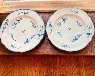 Pair 19th C. rare flow-blue cabinet plates. Possibly Prussian. 