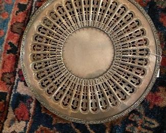 Antique reticulated silver plate. No marks.