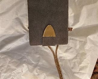 Grey suede vintage hand-bag
