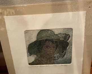 “Woman in Green Hat” etching