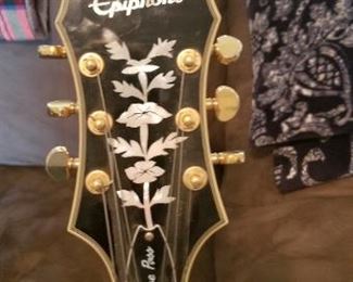 Close up of Epihone guitar