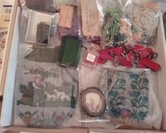 ANTIQUE BEADED PURSES AND GLASS BEADS 