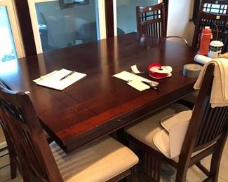Broyhill Cafe style dining table, six (6) chairs, one leaf extension