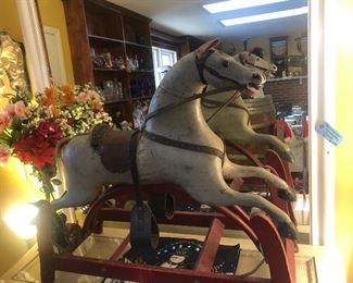 Very nice Antique wood carved Child’s rocking horse 