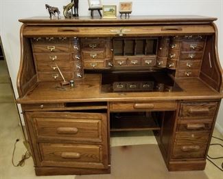 All wood roll top desk