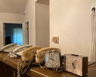 Telephones, rotary phones, alarm clocks all in working condition.