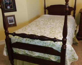 Twin Size Poster Bed with Mattress and Box Springs