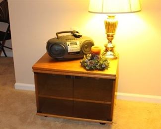 TV Stand, Radio, Lamp, Candle
