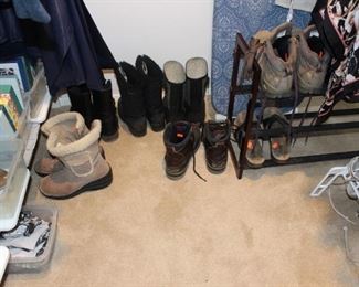 Master bedroom closet boots and shoes