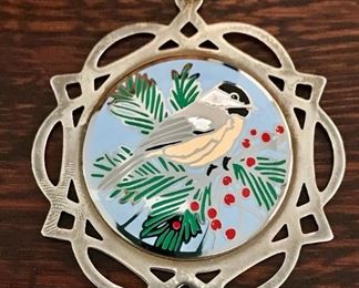 Large vintage LUNT sterling silver 1990 Christmas pendant or ornament, measuring 2 1/2" across and weighing 15.3g.  $50