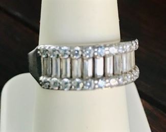 Silpada sterling CZ ring size 8. Face of ring is 7/8" wide by 5/16" high. Signed Silpada, stamped CZ 925. $110