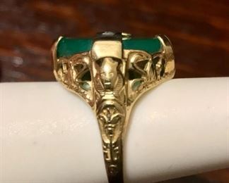 Side view of Egyptian Revival ring.  See previous picture.