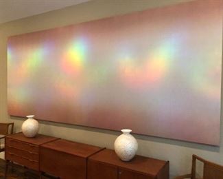 Impressive iridescent non-objectional image on fabric wall art