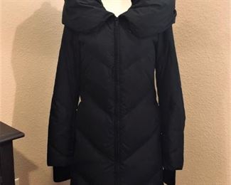BCBG black coat with poof collar