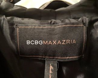 BCBG black coat with poof collar