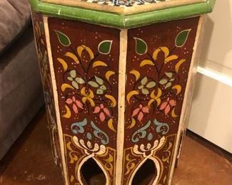 Moroccan hexagonal hand-painted side table