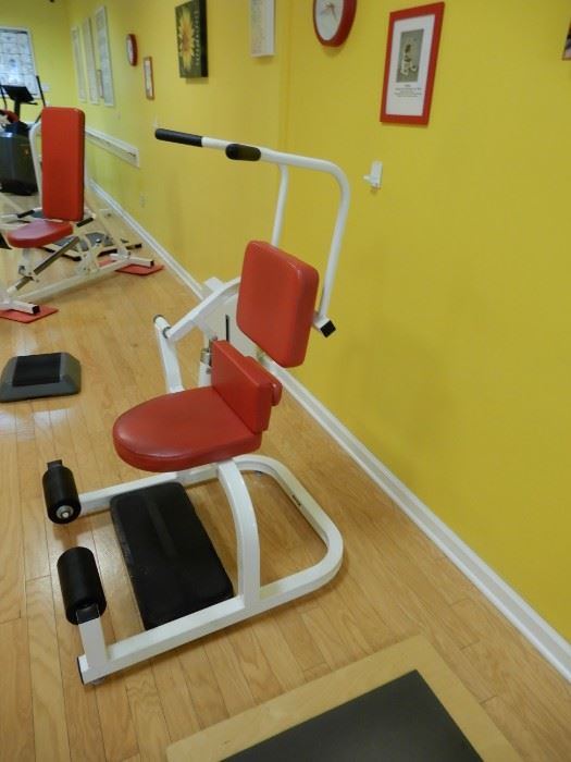 Upper Ab and Back Machine.  Works the Upper Abdominal muscles and lower back.  