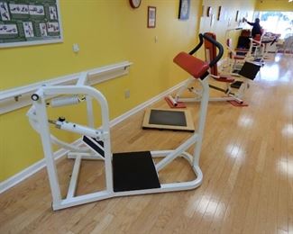 The Glute Press works all of the Glute Muscle Groups. Changing stance positions changes the muscles used.