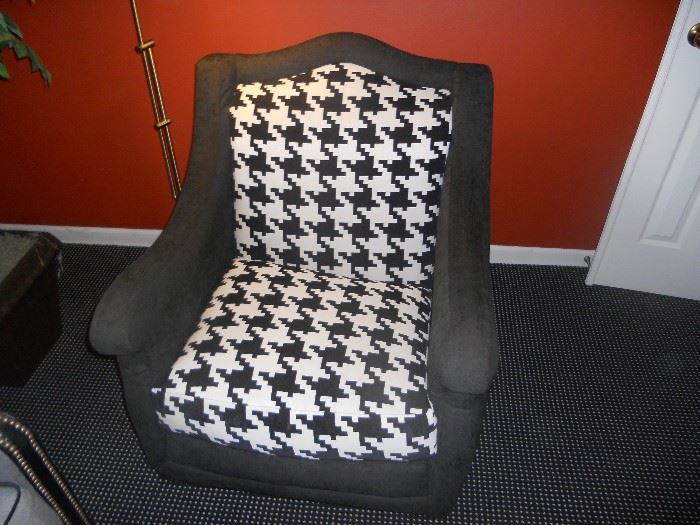 chair by Michael Thomas Furniture, done in houndstooth- check chenille fabric