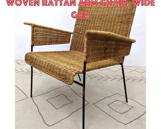 Lot 1032 French style Modernist Woven Rattan Arm Chair. Wide gra