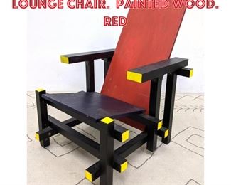 Lot 1038 Gerrit Rietveld Style Lounge Chair. Painted wood. Red 