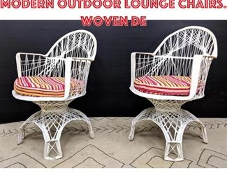 Lot 1068 Pair Mid Century Modern Outdoor Lounge Chairs. Woven De
