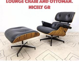Lot 1069 EAMES Style Leather Lounge Chair and Ottoman. Nicely gr
