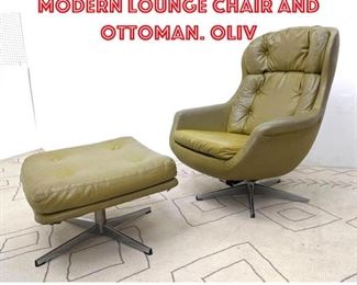 Lot 1075 Selig Mid Century Modern Lounge Chair and Ottoman. Oliv