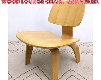 Lot 1078 Eames Style Molded Wood Lounge Chair. Unmarked.