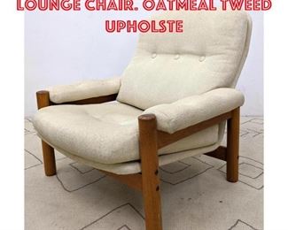 Lot 1083 Danish Modern Teak Lounge Chair. Oatmeal tweed upholste