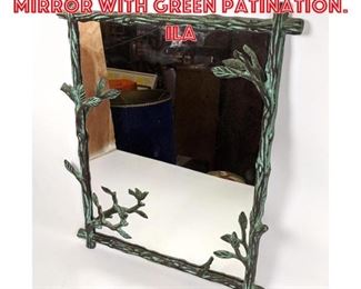 Lot 1092 Decorative Brass Wall Mirror with Green Patination. Ila
