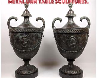 Lot 1123 Pair MAITLAND SMITH Metal Urn Table Sculptures. 