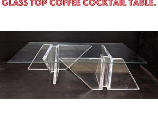 Lot 1177 Modernist Lucite Base Glass Top Coffee Cocktail Table. 